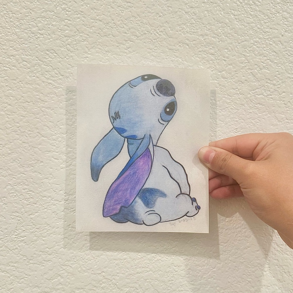 Stitch Color Pencil Sketch Handmade Print Laminated Copy Artwork 5”x7”